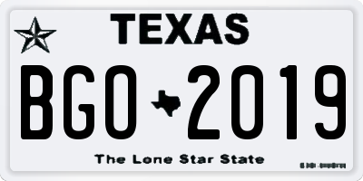 TX license plate BGO2019