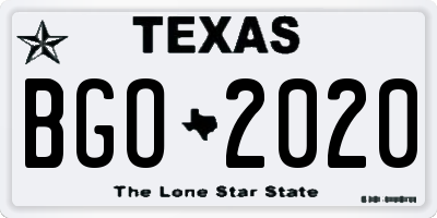 TX license plate BGO2020
