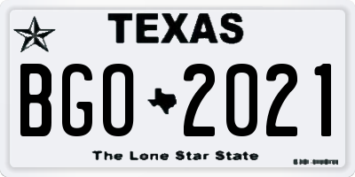 TX license plate BGO2021