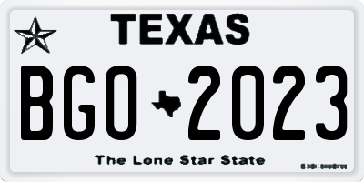 TX license plate BGO2023