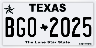 TX license plate BGO2025