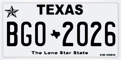 TX license plate BGO2026