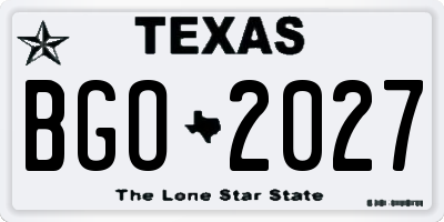 TX license plate BGO2027