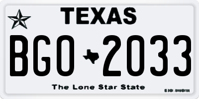 TX license plate BGO2033
