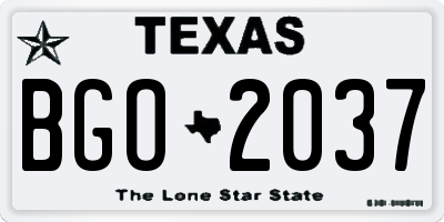 TX license plate BGO2037