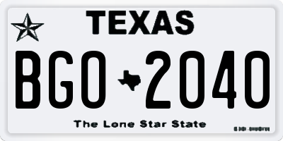 TX license plate BGO2040