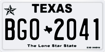 TX license plate BGO2041