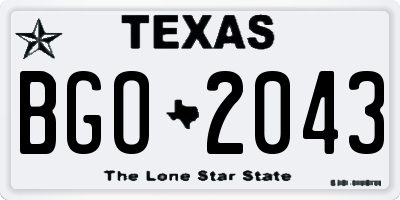TX license plate BGO2043