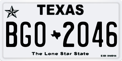 TX license plate BGO2046