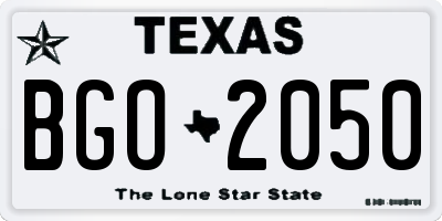 TX license plate BGO2050