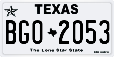 TX license plate BGO2053