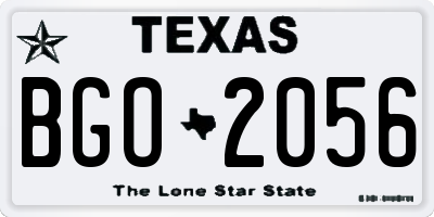 TX license plate BGO2056