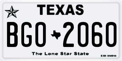 TX license plate BGO2060