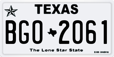 TX license plate BGO2061