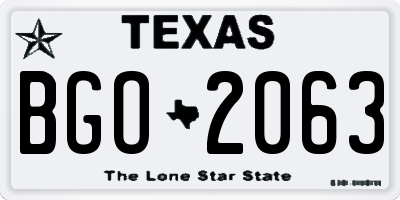 TX license plate BGO2063