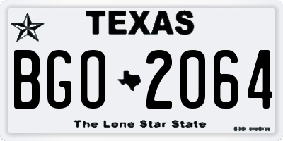 TX license plate BGO2064