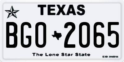 TX license plate BGO2065
