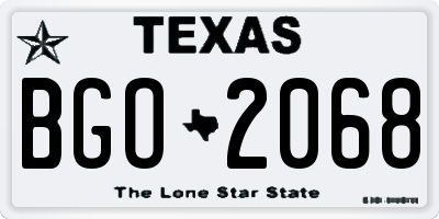 TX license plate BGO2068