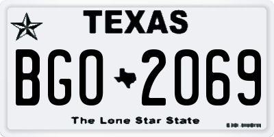 TX license plate BGO2069