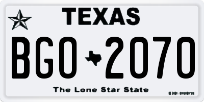 TX license plate BGO2070