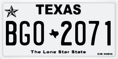 TX license plate BGO2071