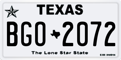 TX license plate BGO2072