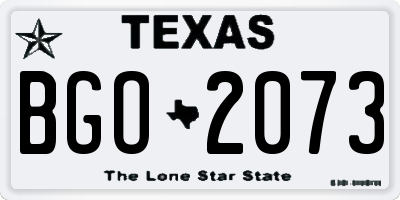 TX license plate BGO2073