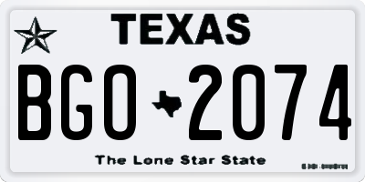 TX license plate BGO2074