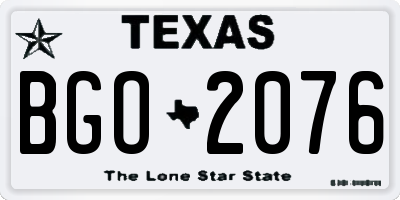 TX license plate BGO2076