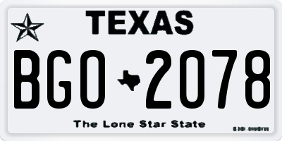 TX license plate BGO2078