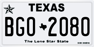 TX license plate BGO2080