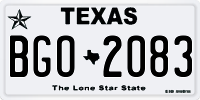 TX license plate BGO2083