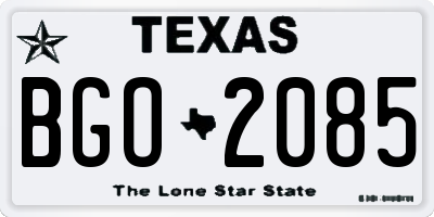 TX license plate BGO2085