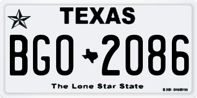TX license plate BGO2086