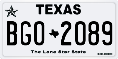 TX license plate BGO2089