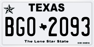 TX license plate BGO2093