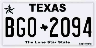 TX license plate BGO2094