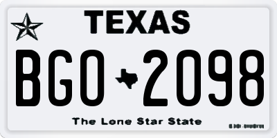 TX license plate BGO2098