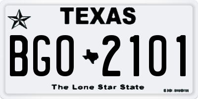 TX license plate BGO2101