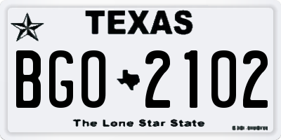 TX license plate BGO2102