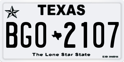 TX license plate BGO2107