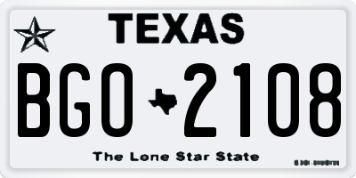 TX license plate BGO2108