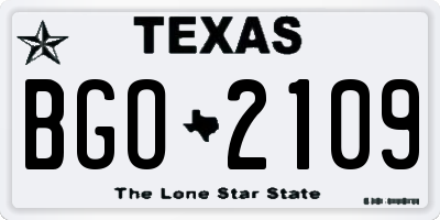 TX license plate BGO2109
