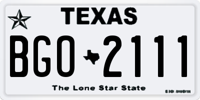 TX license plate BGO2111