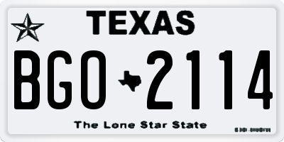 TX license plate BGO2114