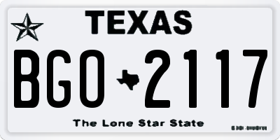 TX license plate BGO2117