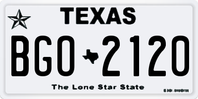 TX license plate BGO2120