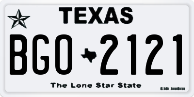 TX license plate BGO2121