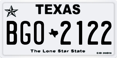 TX license plate BGO2122