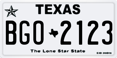 TX license plate BGO2123